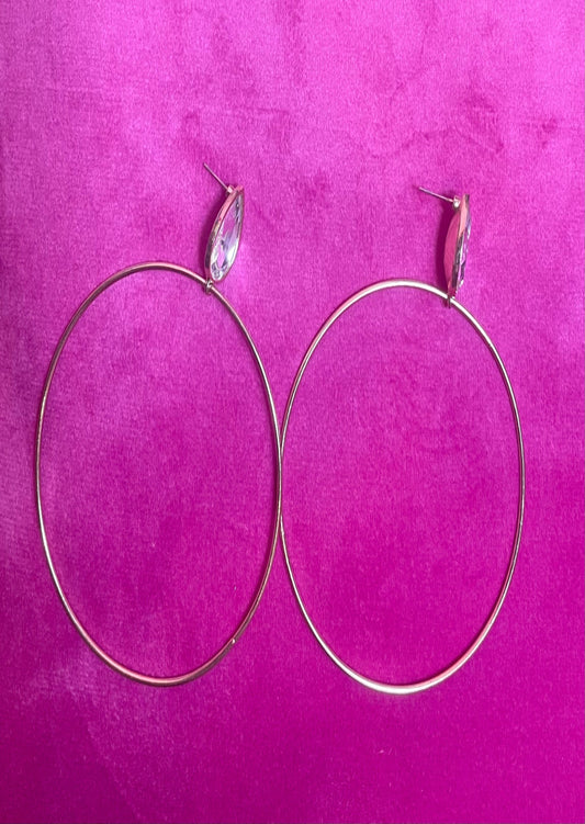 Tear drop diamond hoop earrings